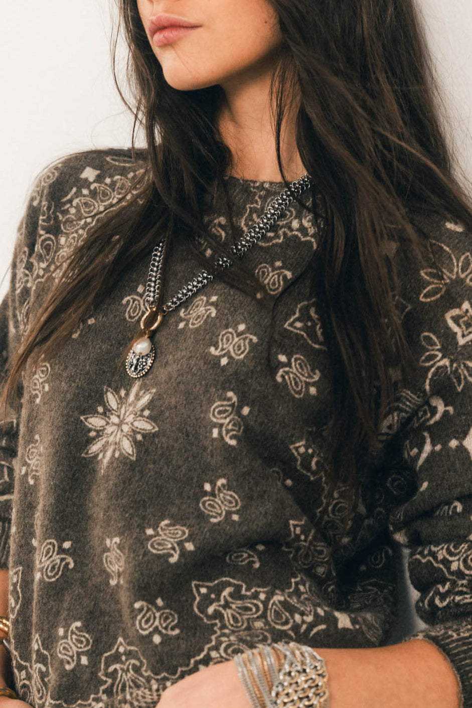 Pull imprimé bronze bandana bohème - 2