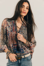 Blouse imprimée patchwork bohème - 2