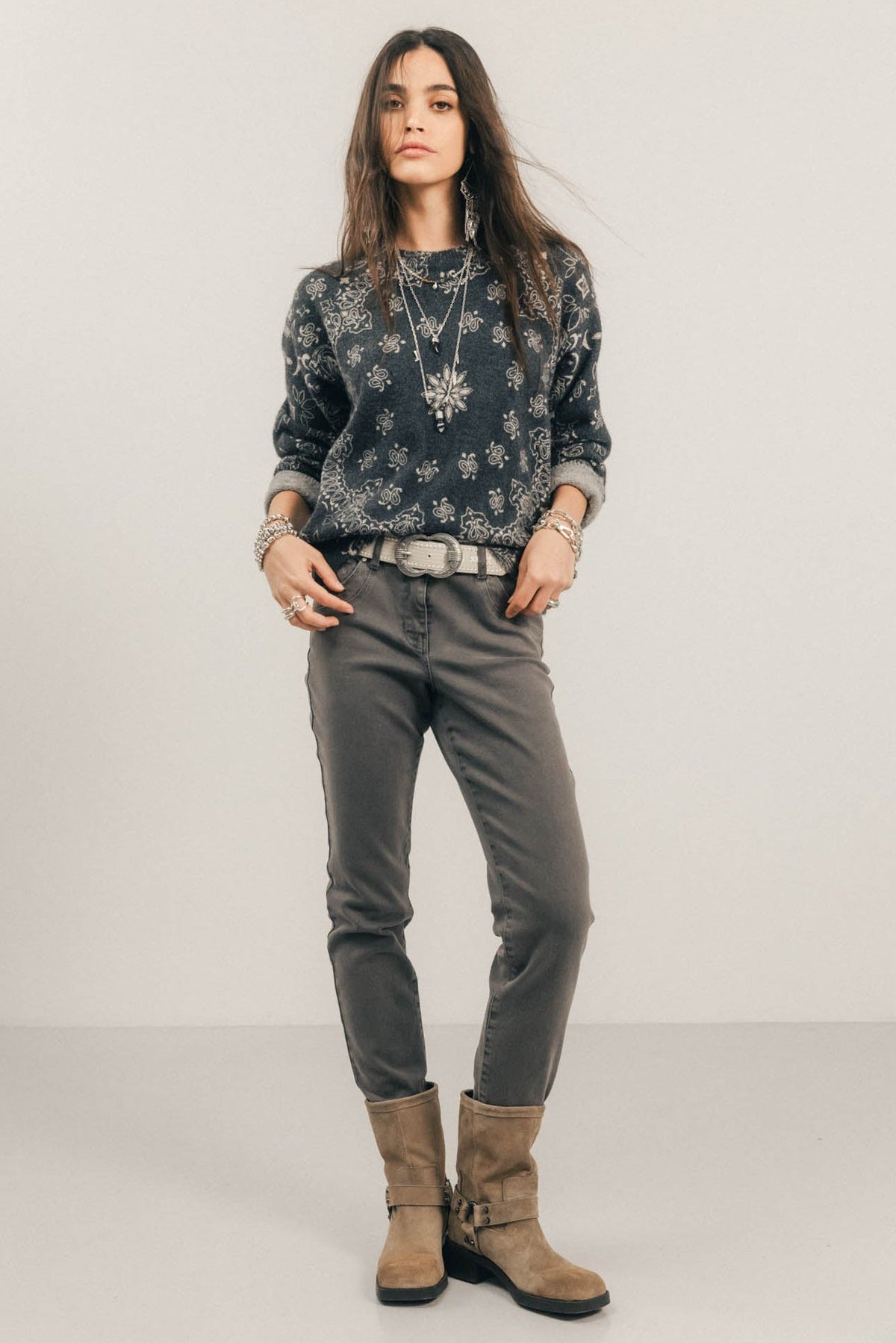 Pantalon gris coupe slim - 1