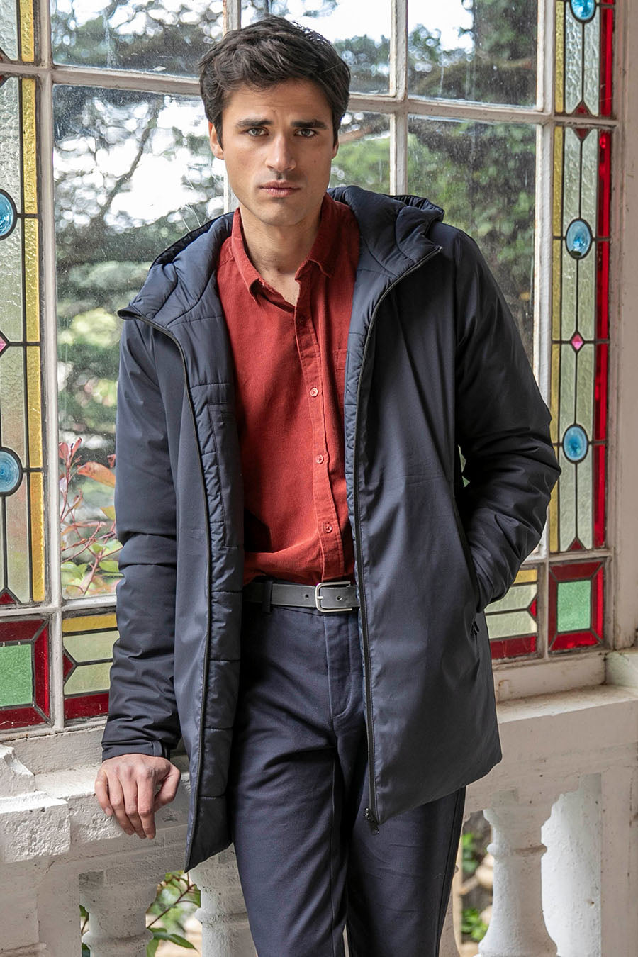 Parka mi-longue réversible coloris navy - 1