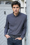 Chemise en maille imprimé bleu - 1