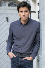 Chemise en maille imprimé bleu - 1