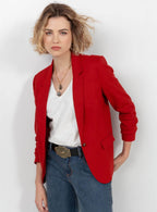Veste rouge lin chic estivale - 1