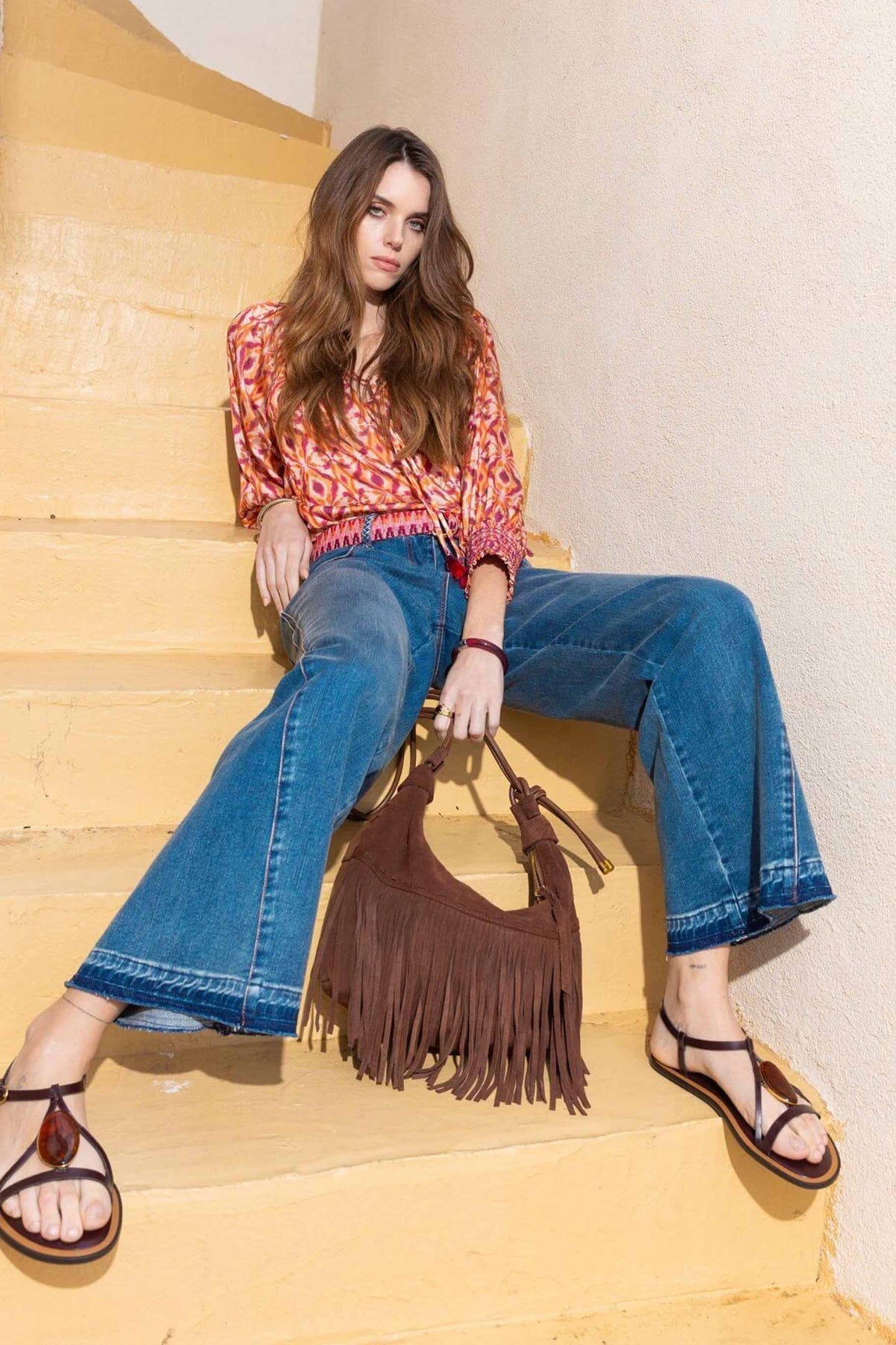 Jean large bleu esprit gypset - 1