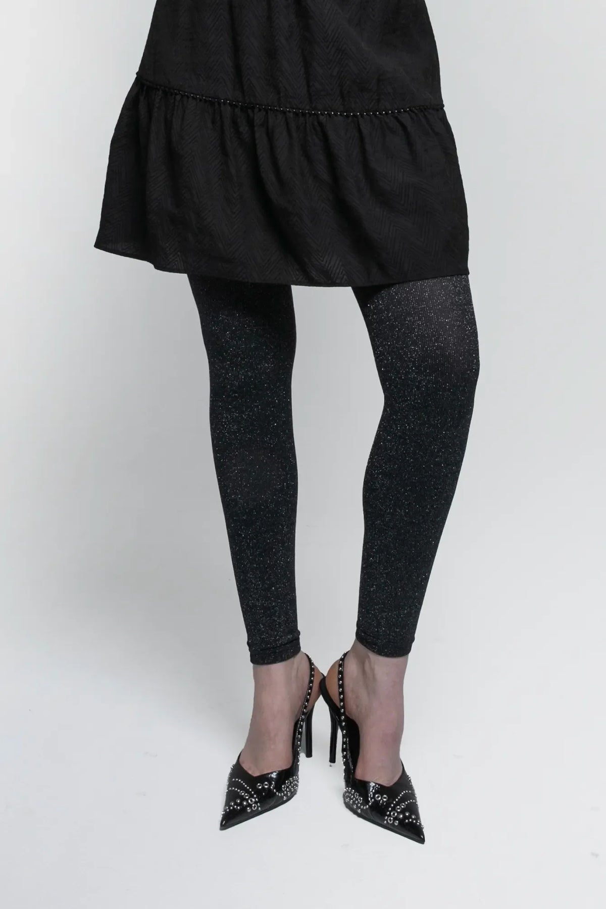 Legging opaque noir métallisé - 2