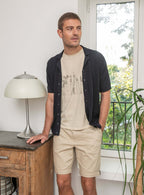 T-shirt printé beige dirty dyed - 1
