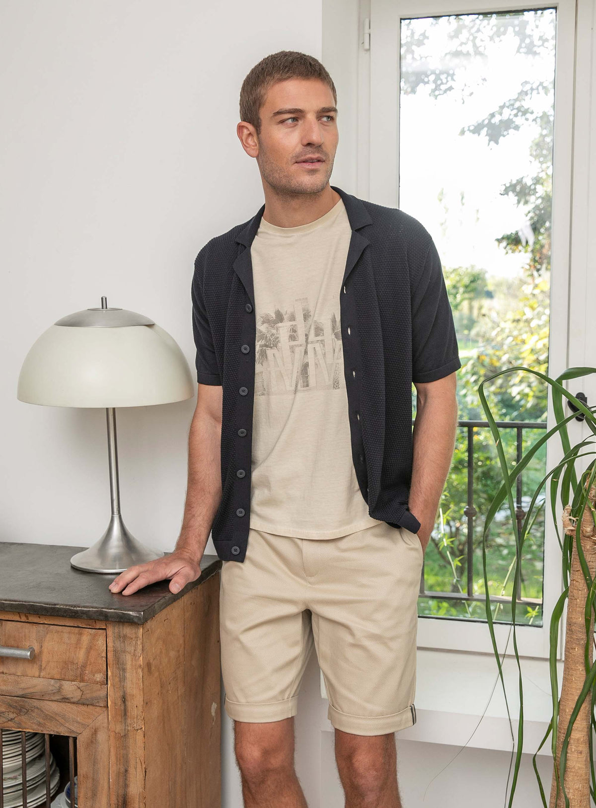 T-shirt printé beige dirty dyed - 1